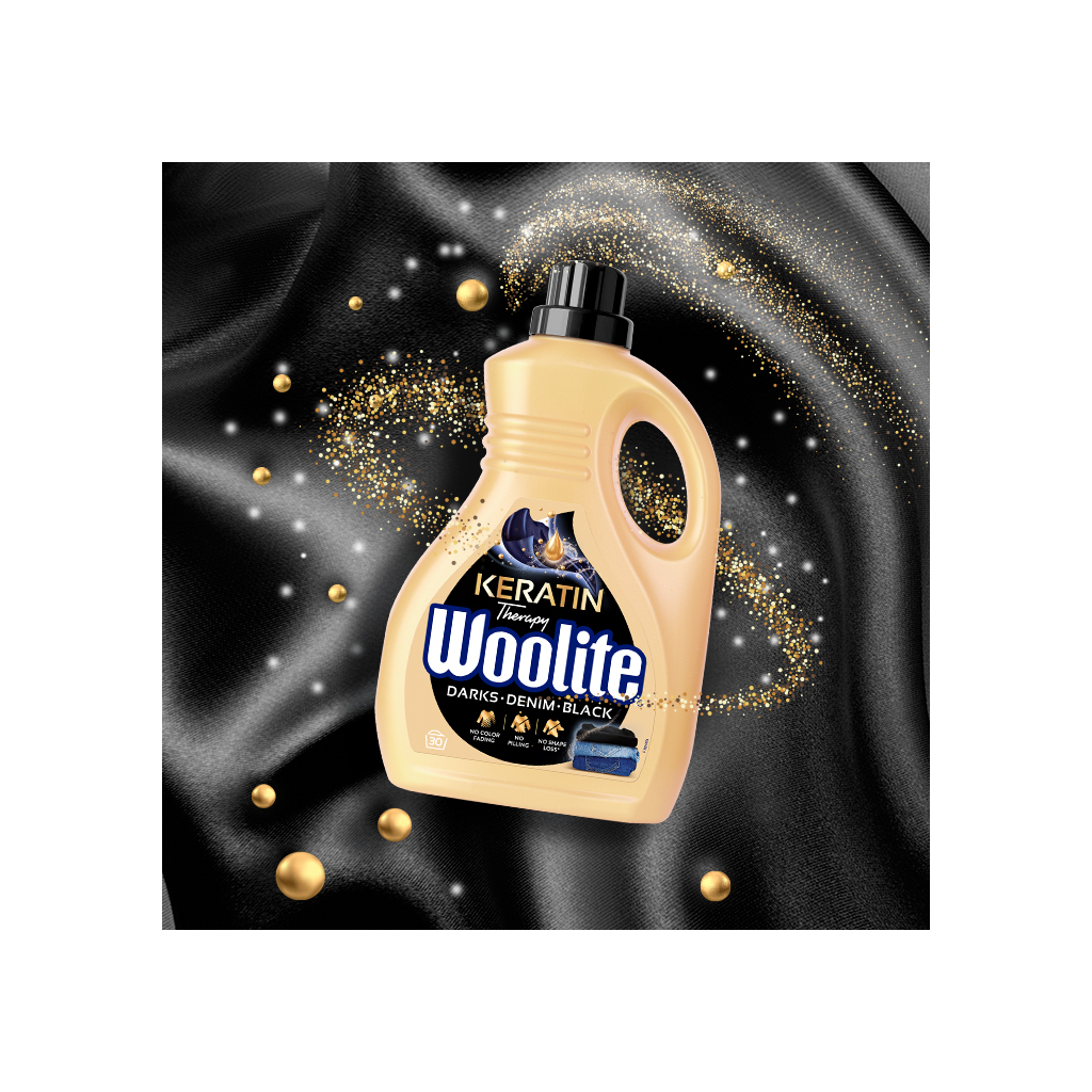 Гель для прання Woolite Для чорних, темних та джинсових тканин З кератином 1.8 л (5900627090451) - зображення 3