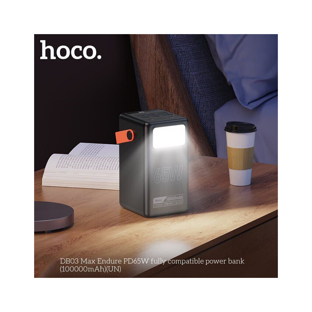 Батарея універсальна HOCO 100000mAh Max Centurion PD/65W, QC, LED Lamp, Black (DB03 / 714722) - зображення 7