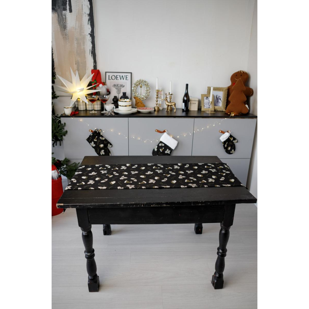 Доріжка на стіл Прованс Шапочки на чорному 40х180 см (036446) - зображення 4