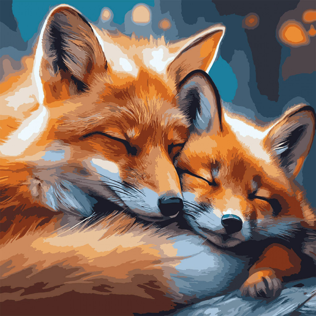 Картина по номерам Santi Лисиця з лисеням 40*40 см (954849) - зображення 1