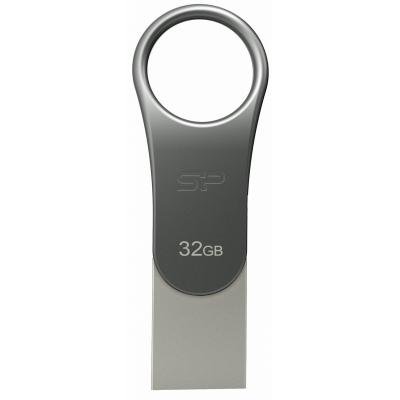 USB флеш накопичувач Silicon Power 32GB Mobile C80 Silver USB 3.2 (SP032GBUC3C80V1S) - зображення 1