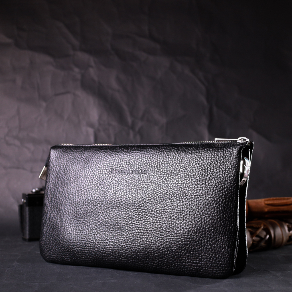 Сумка Grande Pelle З натуральної зернистої шкіри Чорна (11697) - зображення 10