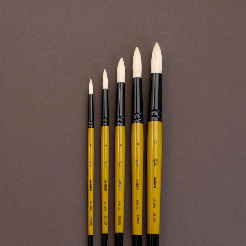 Пензлик для малювання Rosa Щетина кругла, AMBER 2306R, №2 (4823098533269) - изображение 4