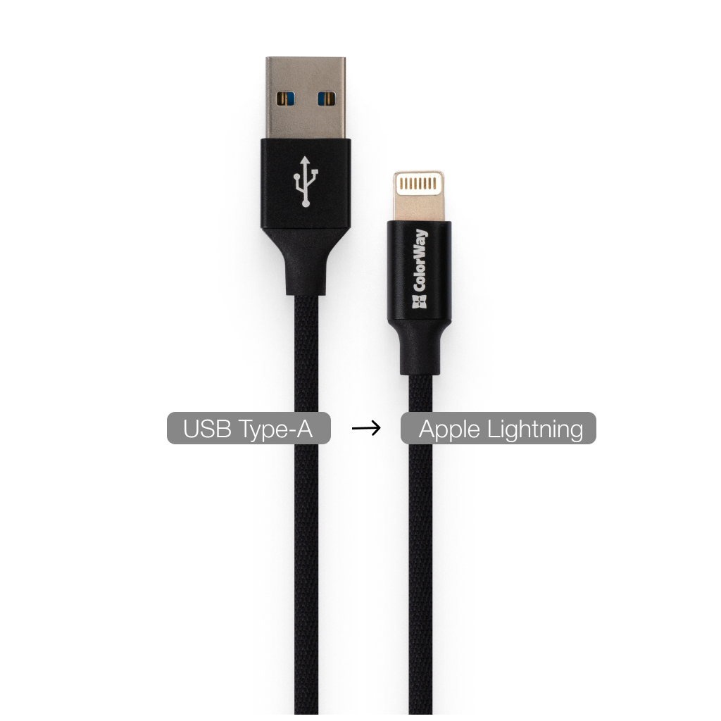 Дата кабель USB 2.0 AM to Lightning 1.0m black ColorWay (CW-CBUL004-BK) - зображення 5
