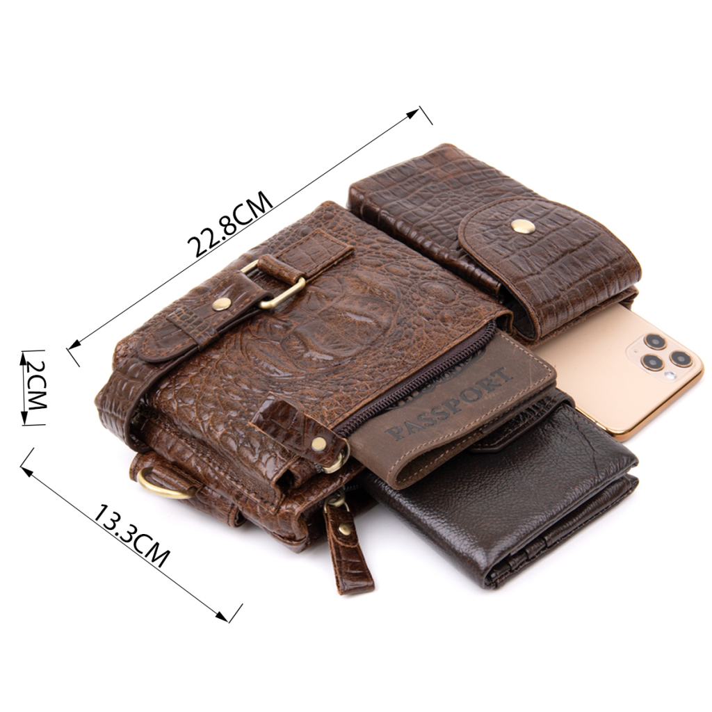 Сумка Vintage Бананка поясна під шкіру рептилії унісекс Коричнева (20401) - зображення 3