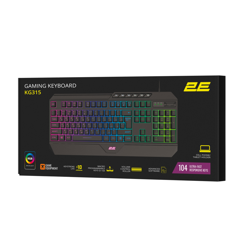 Клавіатура 2E Gaming KG315 RGB USB UA Black (2E-KG315UBK) - зображення 8