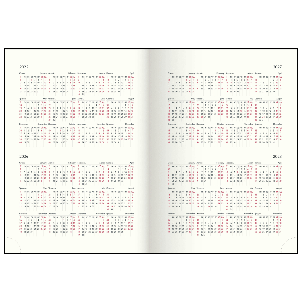 Тижневик Buromax датований 2026 PRIMAVERA, А5 червоний (BM.2120-05) - зображення 9