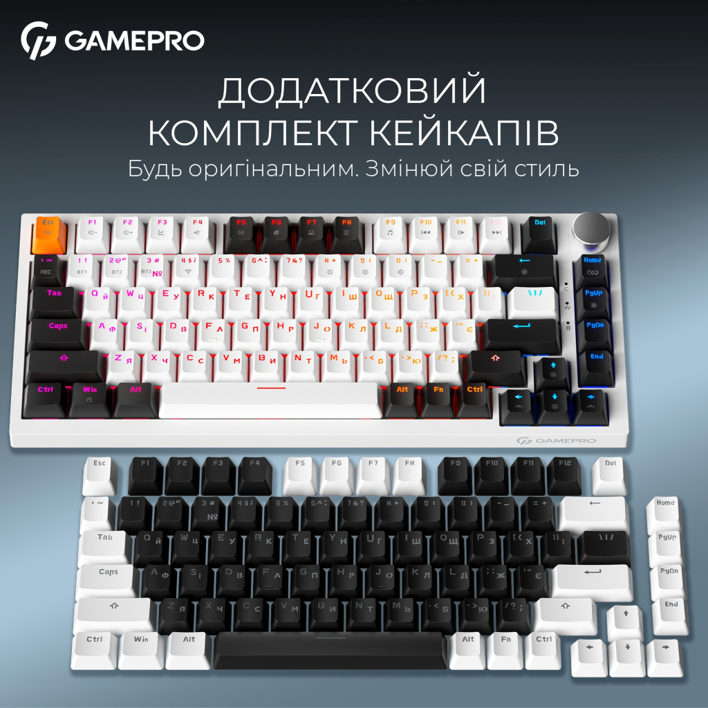Клавіатура GamePro Asgard Valhalla MK160W Pro 75 RGB Wireless/Bluetooth/USB White (MK160W Pro) - зображення 8