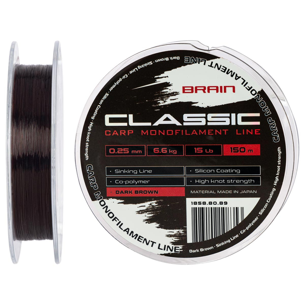 Волосінь Brain Classic Carp Line (dark brown) 150m 0.25mm 15lb 6.6kg (1858.80.89) - зображення 1