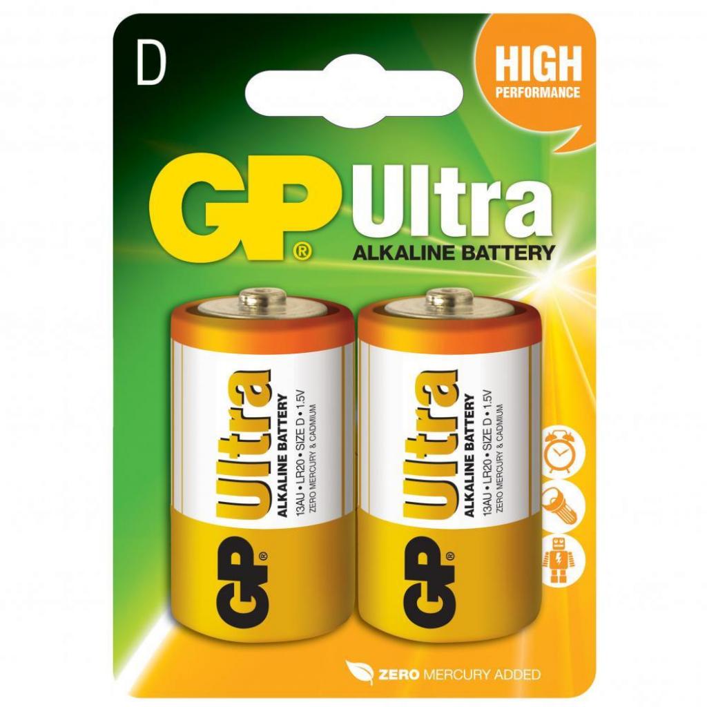 Батарейка Gp D GP Ultra LR20 * 2 (13AU-U2 / 4891199034442) - зображення 1