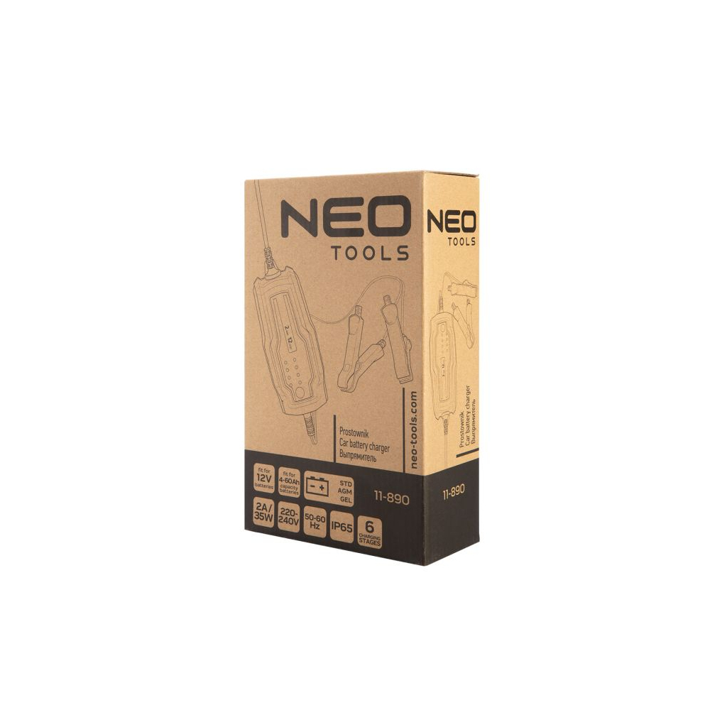 Зарядний пристрій для автомобільного акумулятора Neo Tools 2А/35Вт, 4-60Ач, для кислотних/AGM/GEL (11-890) - зображення 2