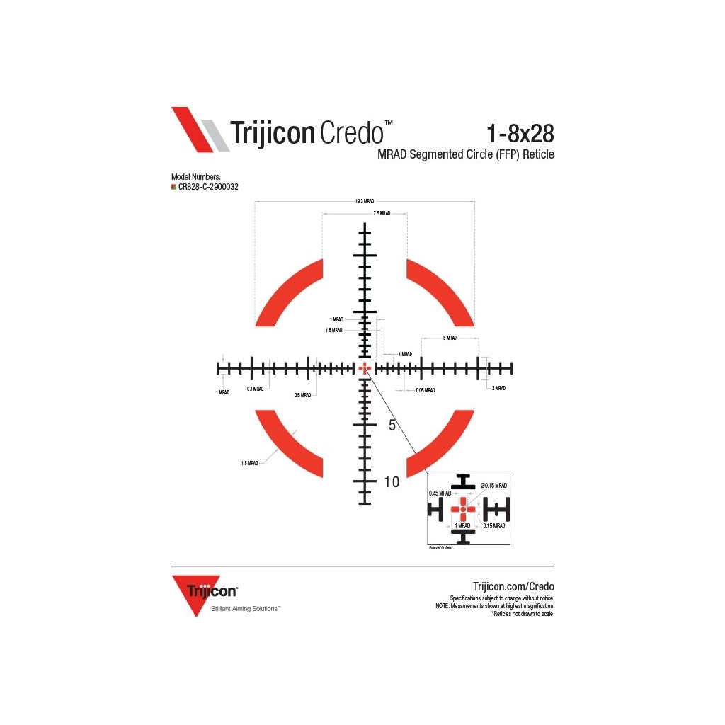 Оптичний приціл Trijicon Credo 1-8x28 Red/Green MRAD Segmented Circle (CR828-C-2900032) - зображення 6