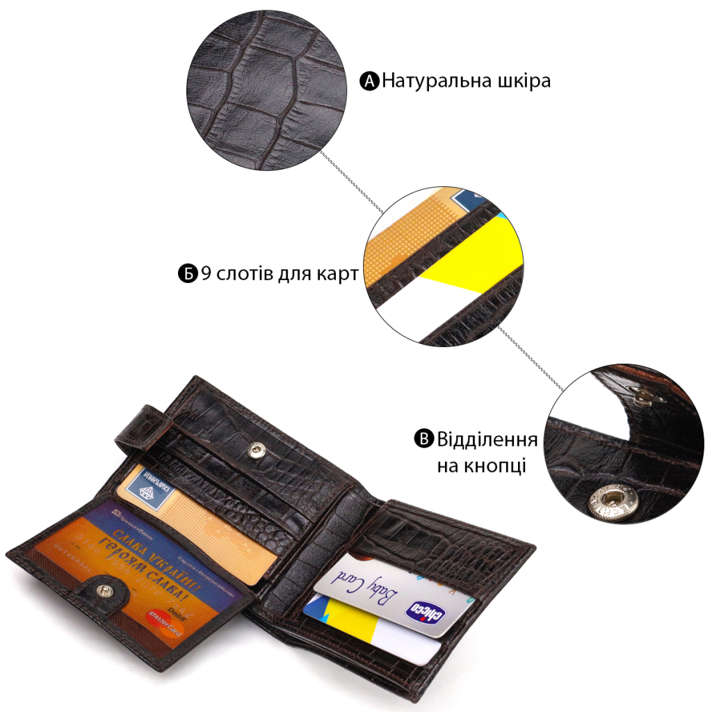 Гаманець Canpellini З натуральної шкіри Чорний (21747) - зображення 4