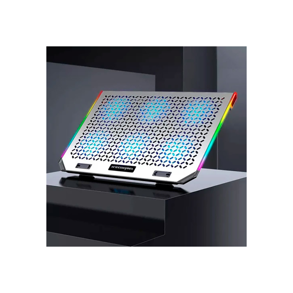 Підставка до ноутбука IceCoorel 10-15.6", 6*80mm 1800 RPM, 2*USB, 366x256x23mm, RGB (A17) - зображення 3