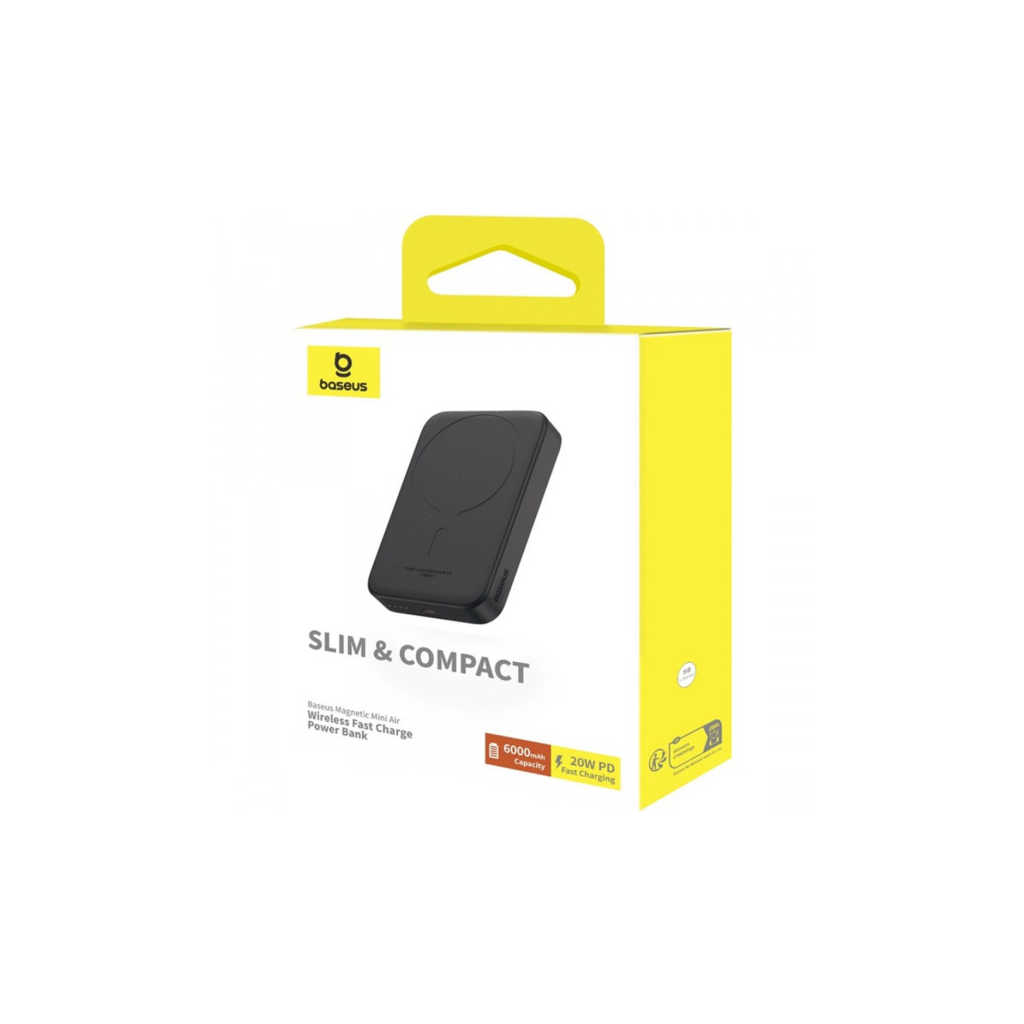 Батарея універсальна Baseus Magnetic Wireless Mini Air 6000mAh 20W PD, QC, Qi-15W, Black (P10059002113-00) - picture 9
