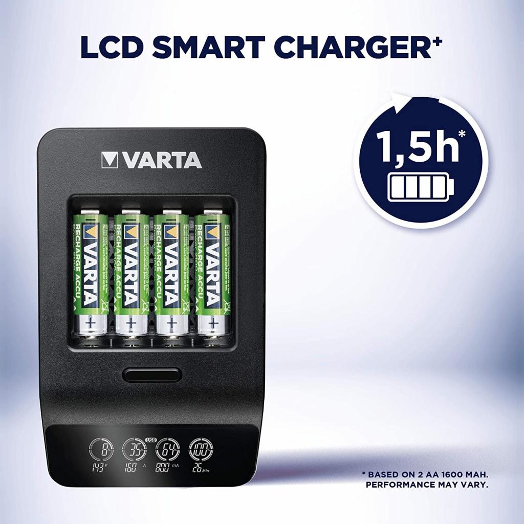 Зарядний пристрій для акумуляторів Varta LCD Smart Plus CHARGER +4*AA 2100 mAh (57684101441) - изображение 5