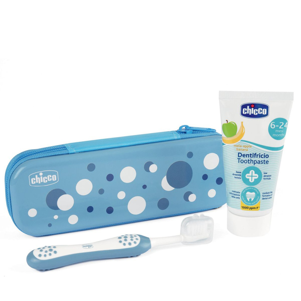 Дорожний набір Chicco зубна щітка та зубна паста, 6-24 міс Блакитний (12098.00) - picture 1