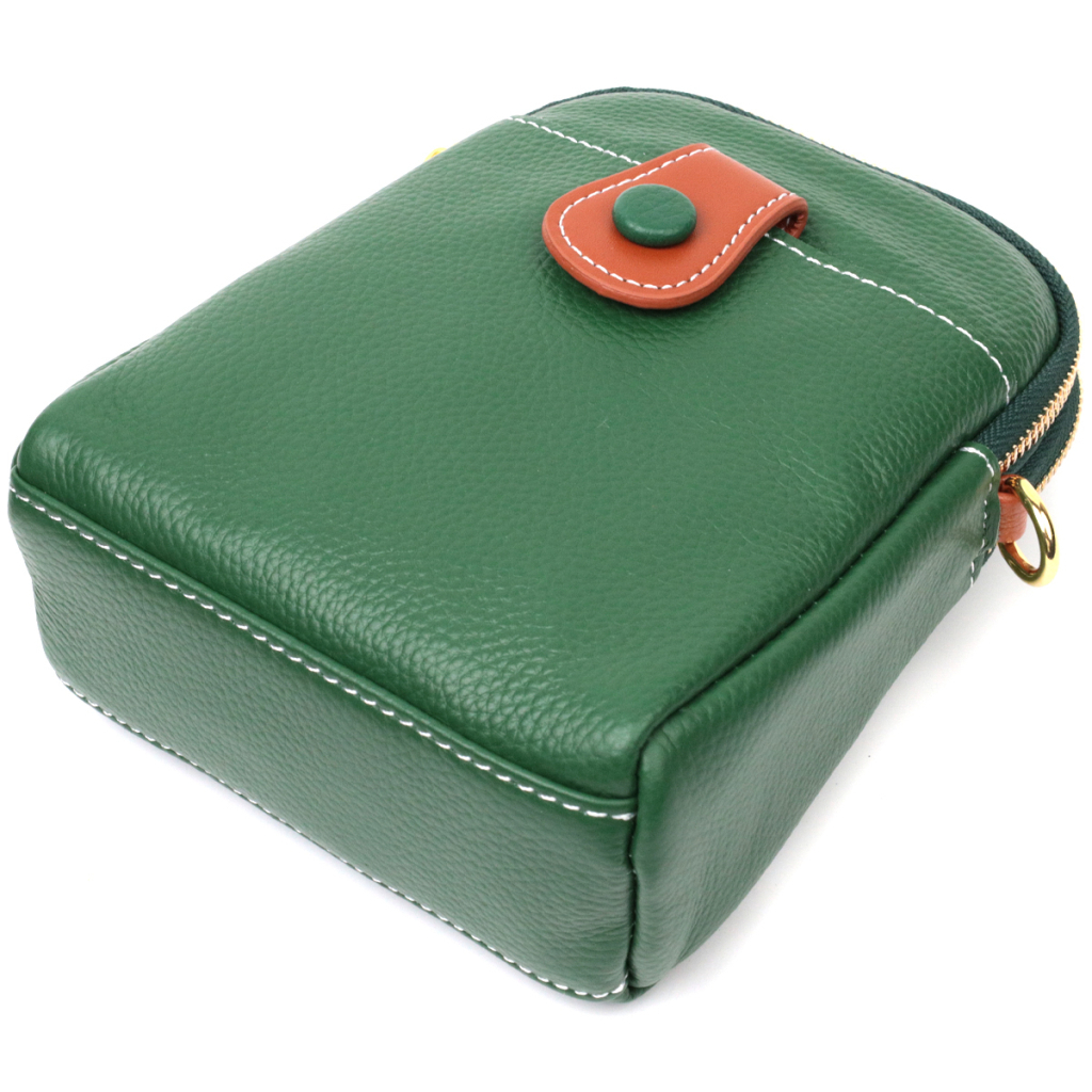 Сумка Vintage Трапеція з натуральної шкіри Зелена (22268) - зображення 5