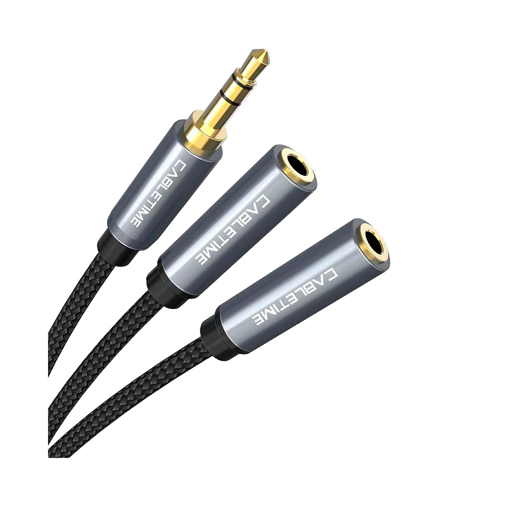 Кабель мультимедійний 3.5mm M to 2x3.5mm F 0.2m Cabletime (CA915248) - зображення 1