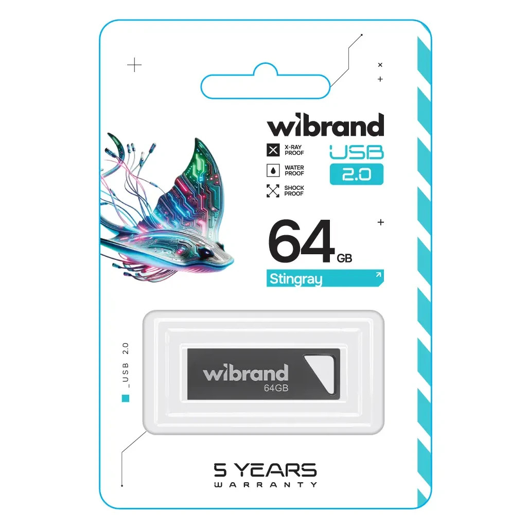 USB флеш накопичувач Wibrand 64GB Stingray Grey USB 2.0 (WI2.0/ST64U5G) - зображення 2