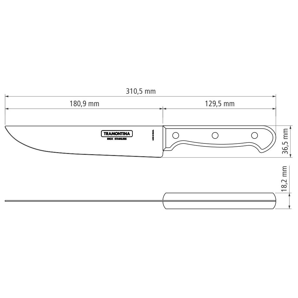 Кухонний ніж Tramontina Polywood 180 мм Червоне Дерево (21138/177) - зображення 5