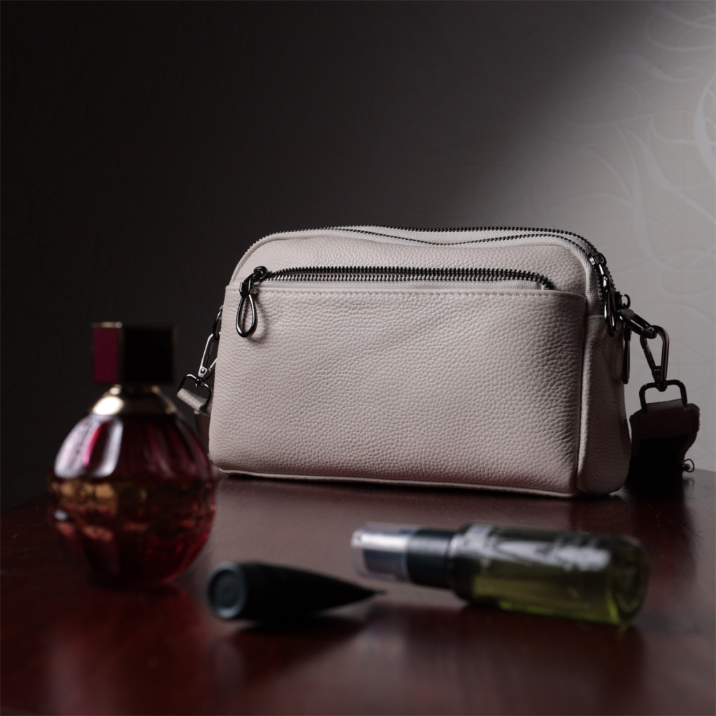 Сумка Vintage Жіноча прямокутна з кишенями з натуральної шкіри Біла (22598) - зображення 11