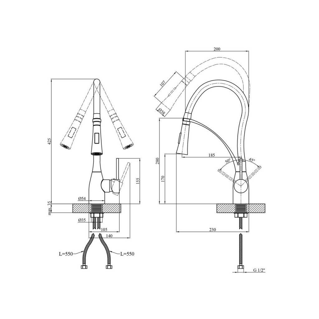 Змішувач Kroner Ersel-SCH03393BLK - зображення 9