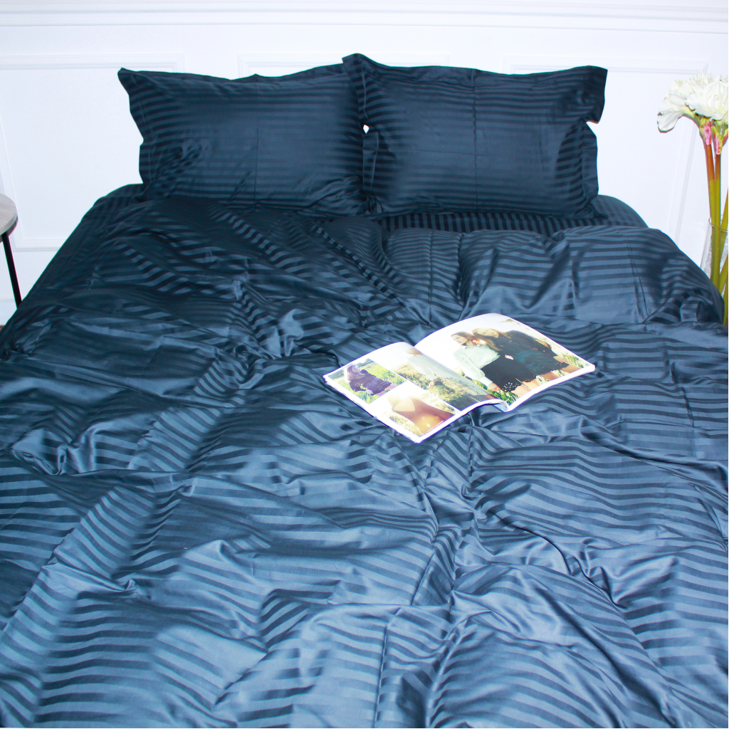 Постільна білизна MirSon SatinStripe 30-0021DarkBlue 220х240 King Size (2200005255780) - зображення 4