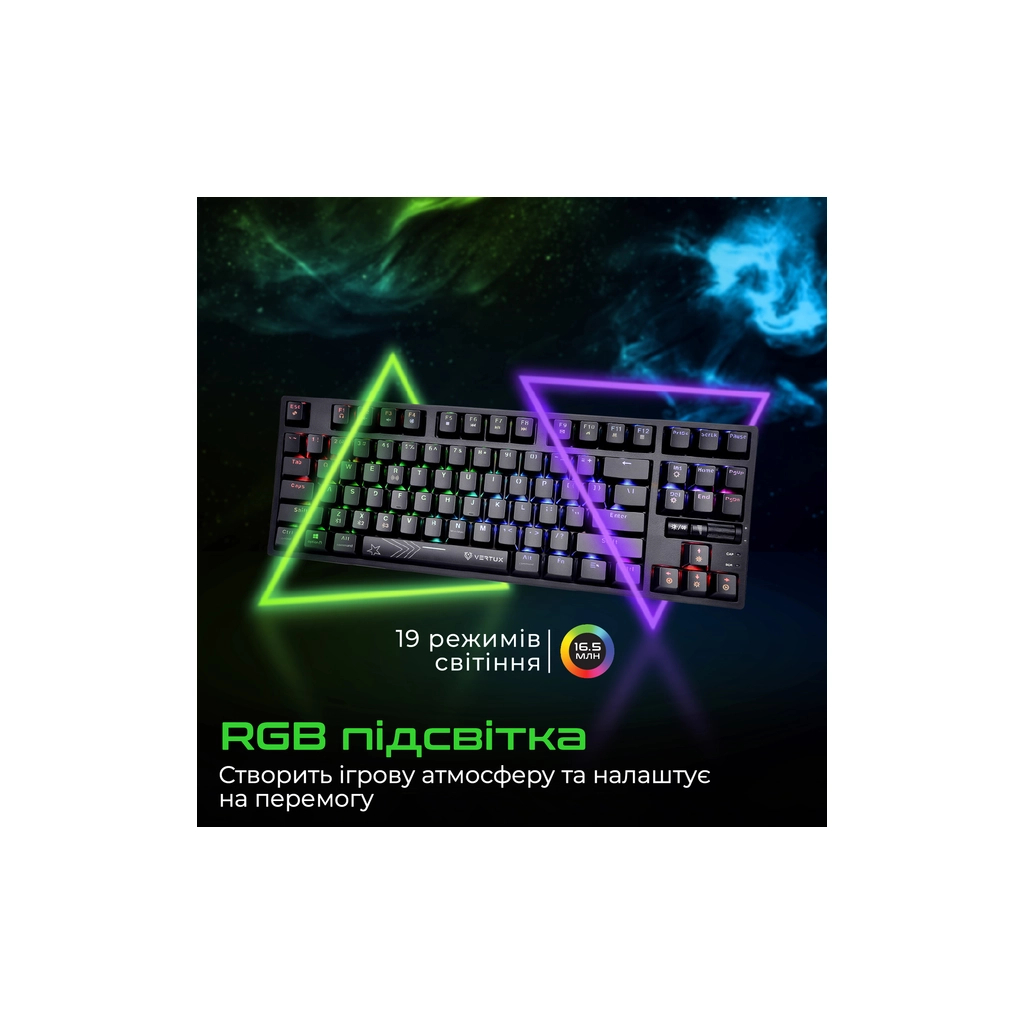Клавіатура Vertux VertuPro-80 Wireless/USB Black (vertupro-80.black) - зображення 5