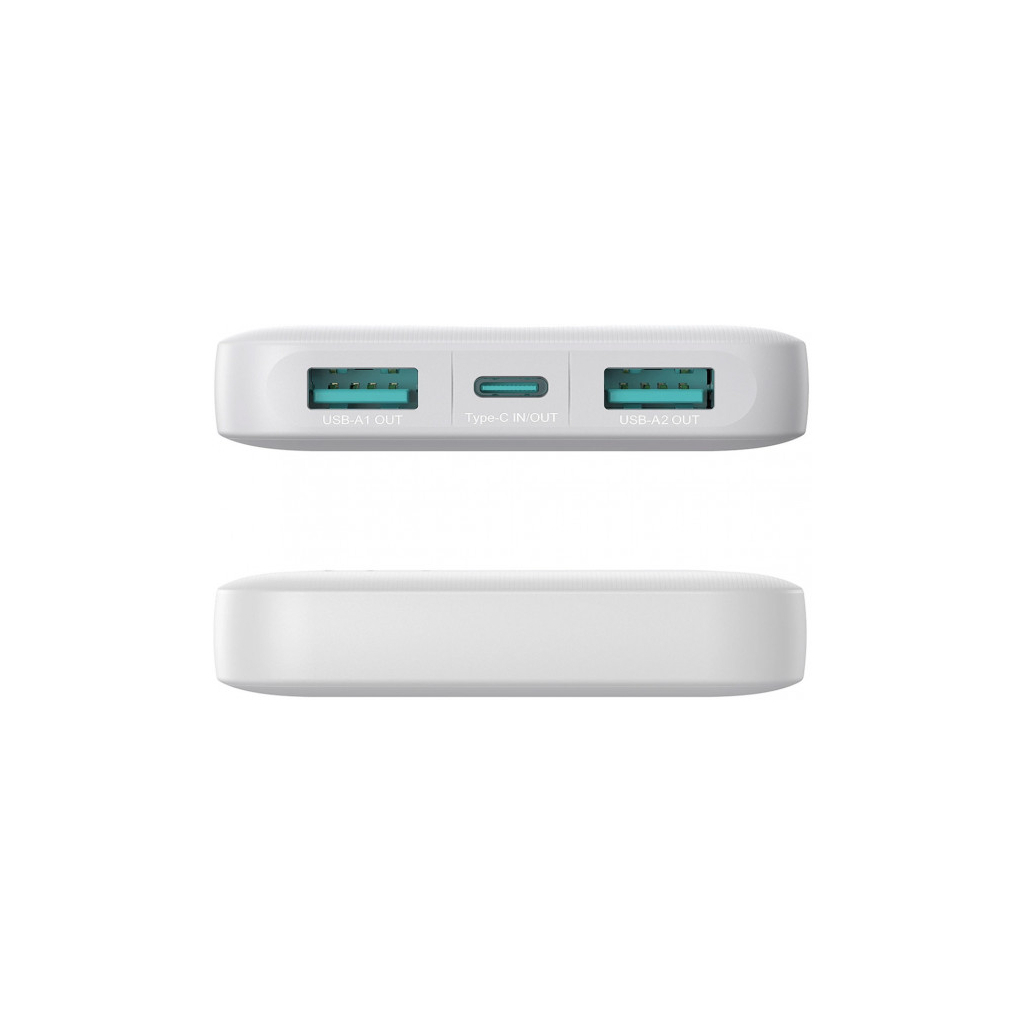 Батарея універсальна JOYROOM 10000mAh 12W QC, 2xUSB-A, USB-C In/Out White (JR-PBF12) - picture 6