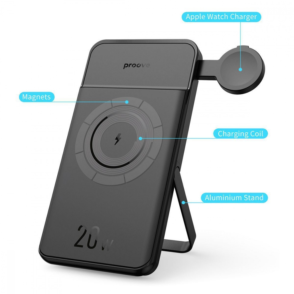 Універсальна мобільна батарея Proove Power Stand 2 in 1 20W 10000mAh Black (PBPS20030001) - зображення 4