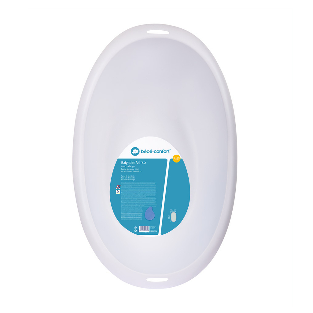 Ванночка Bebe Confort VERSO ергономічна зі зливом (біла з синьою пробкою) (3107201900) - зображення 2