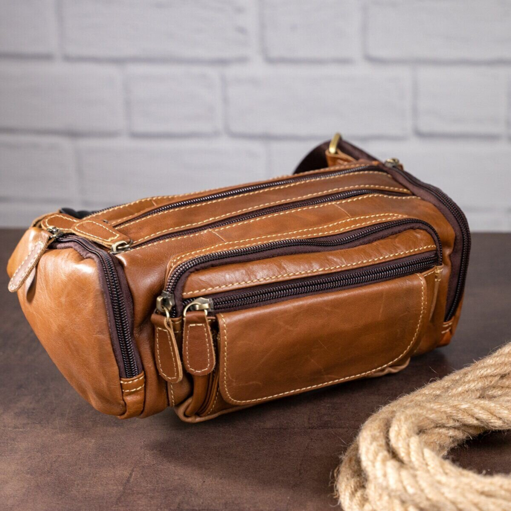 Сумка Vintage На пояс об'ємна Коричнева (14695) - зображення 9