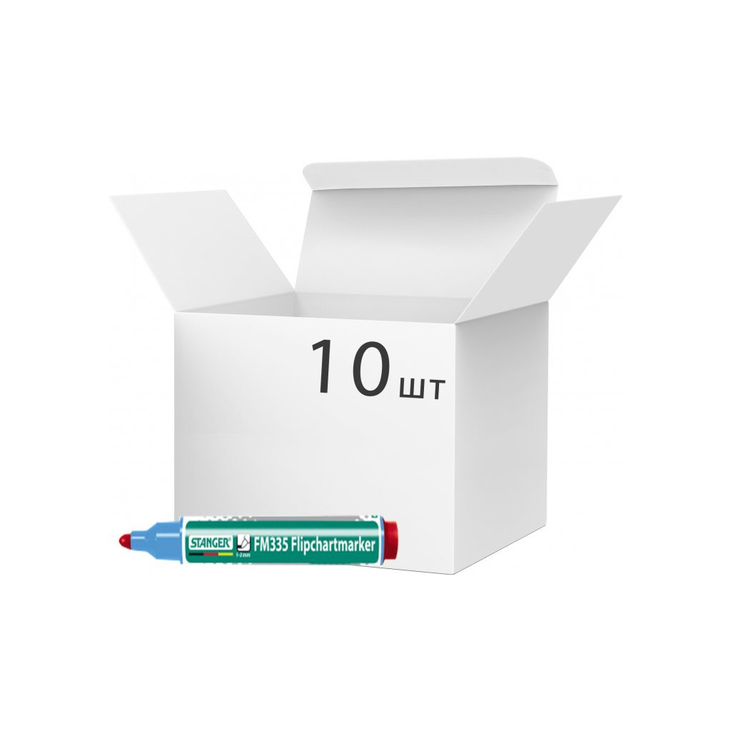 Маркер Stanger для фліпчарту, 1-3 мм червоний 10 шт (MARKER-FLISTFM335R10) - зображення 1