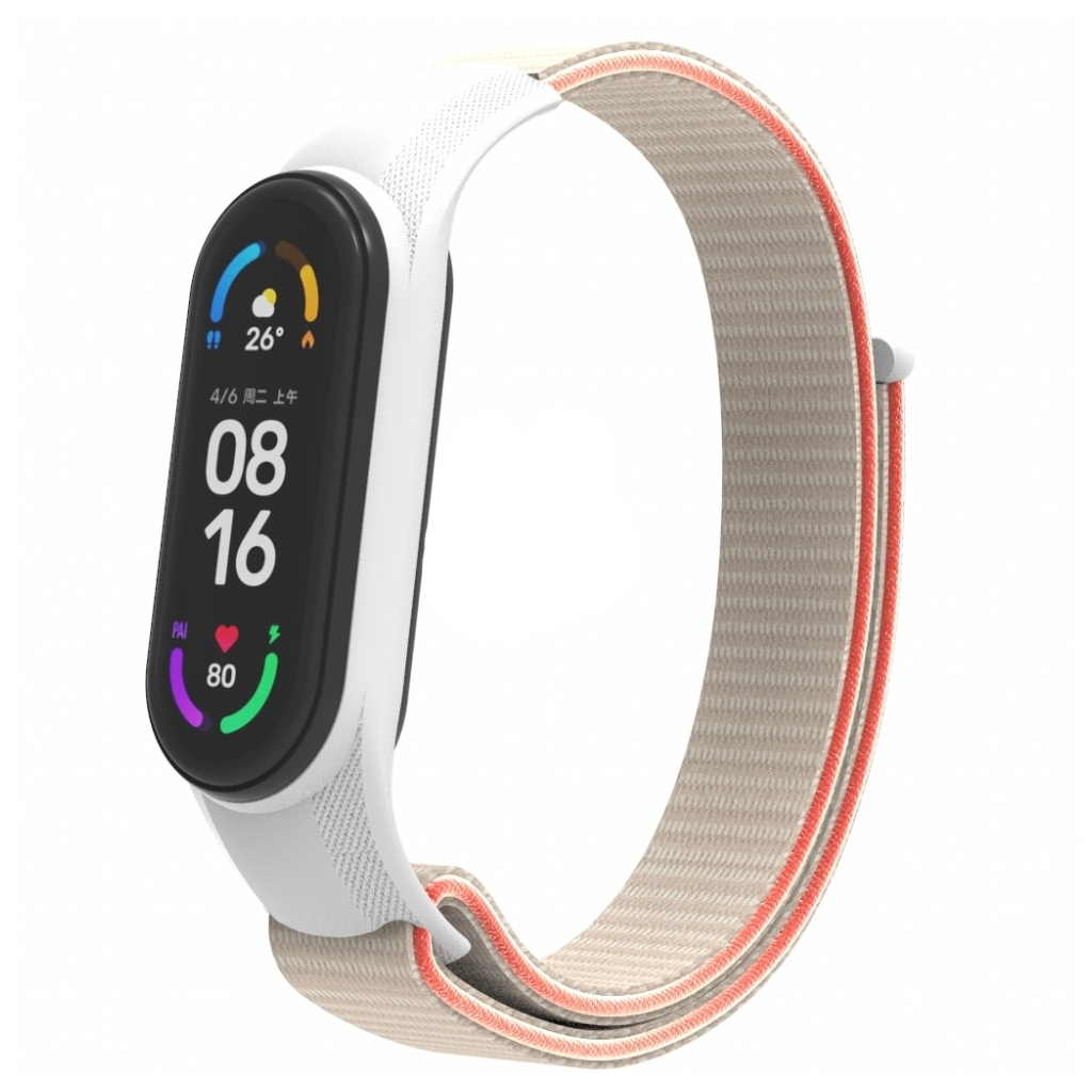Ремінець до фітнес браслета Armorstandart нейлоновий для Xiaomi Mi Band 7/6/5/4 White/Red (ARM67846) - зображення 1