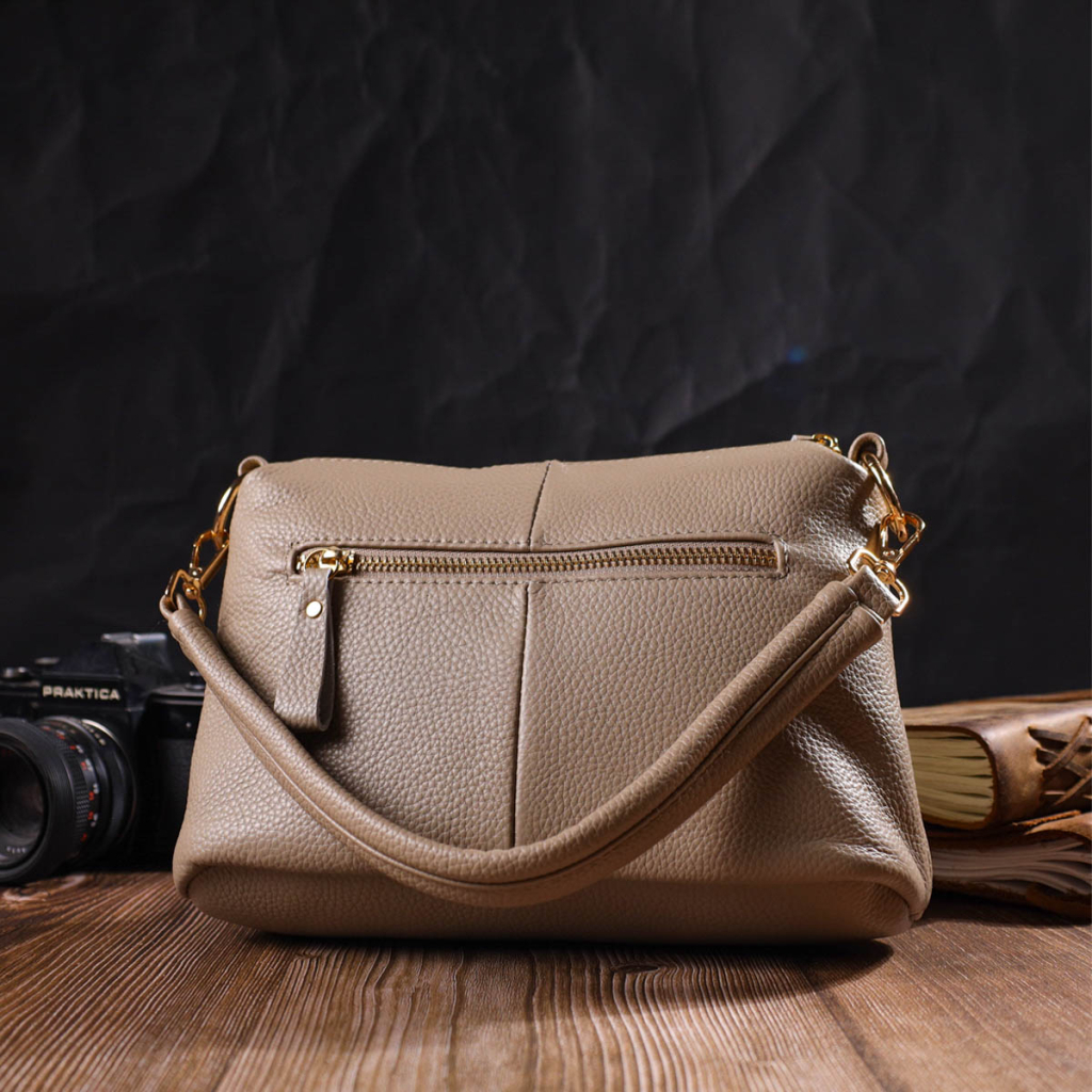 Сумка Vintage Жіноча через плече з натуральної шкіри Бежева (22084) - зображення 9