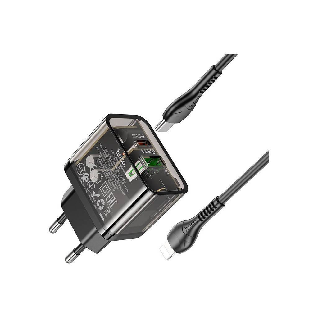 Зарядний пристрій HOCO N34 Dazzling dual-port Black (6931474799173) - зображення 5