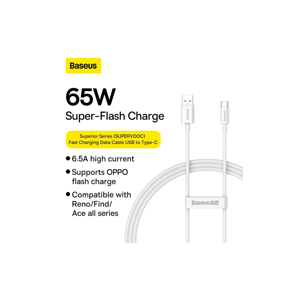Дата кабель USB 2.0 AM to USB-C 1.0m Superior Fast Charging 60W white Baseus (CAYS000902) - зображення 10