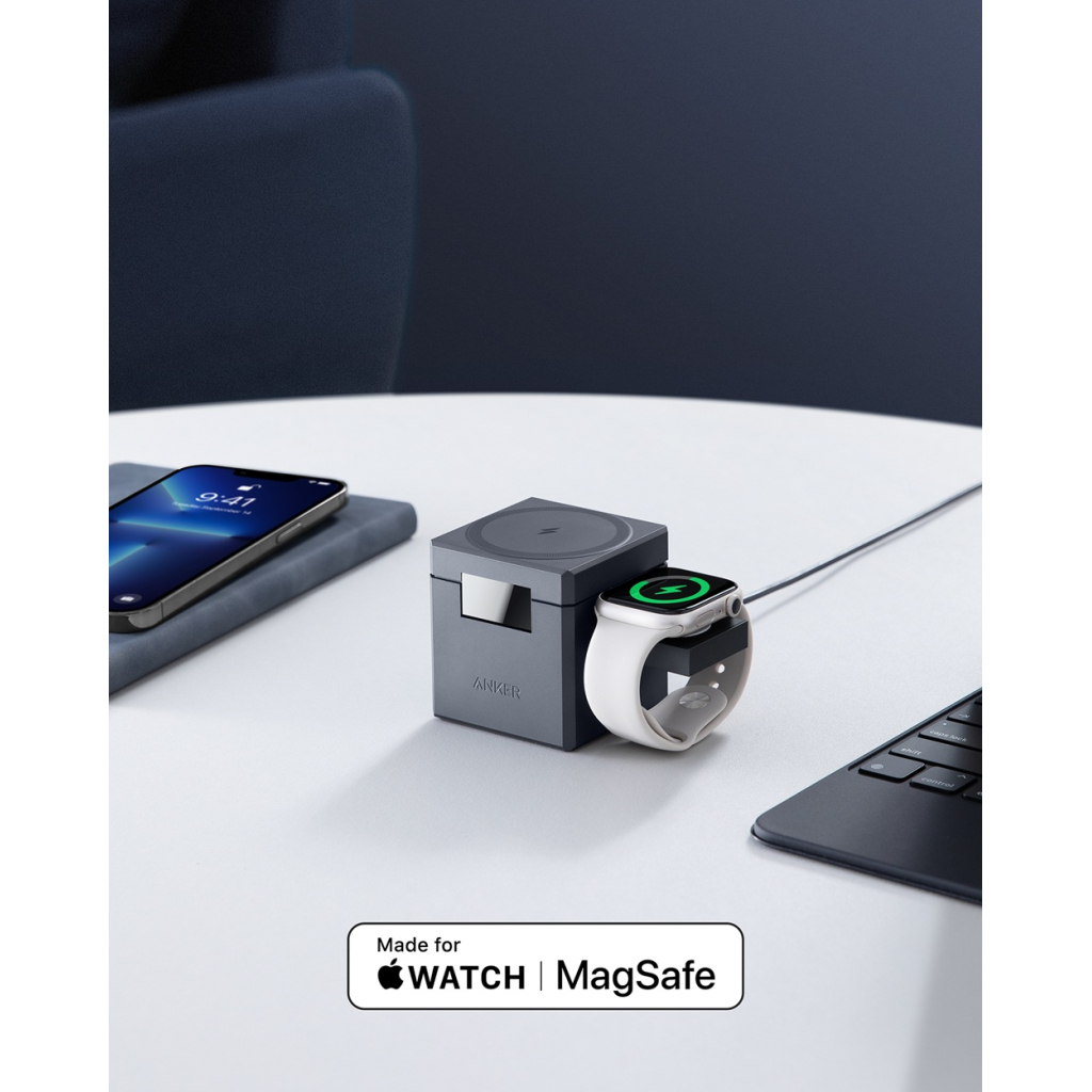 Зарядний пристрій Anker MagGo Wireless Charging Station 15W 3-in-1 Cube Black (Y1811G11) - зображення 7