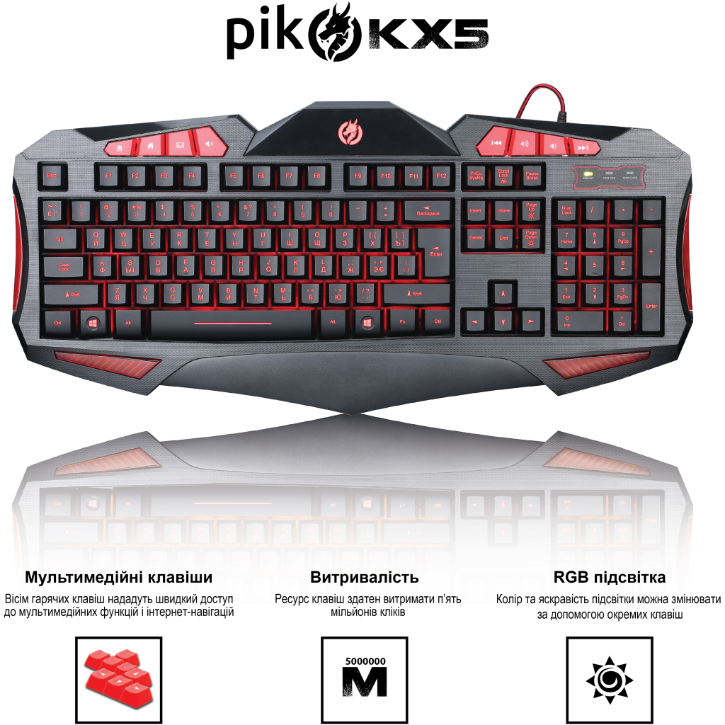 Клавіатура Piko KX5 USB Black (1283126489600) - зображення 2