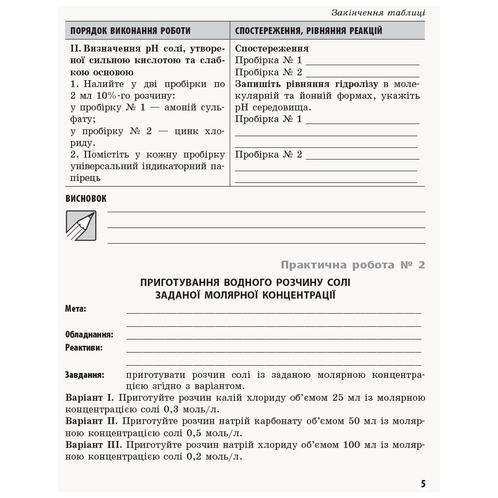Робочий зошит Хімія. Профільний рівень. 11 клас. Для практичних робіт - О.М. Білик Ранок (9786170957016) - зображення 3