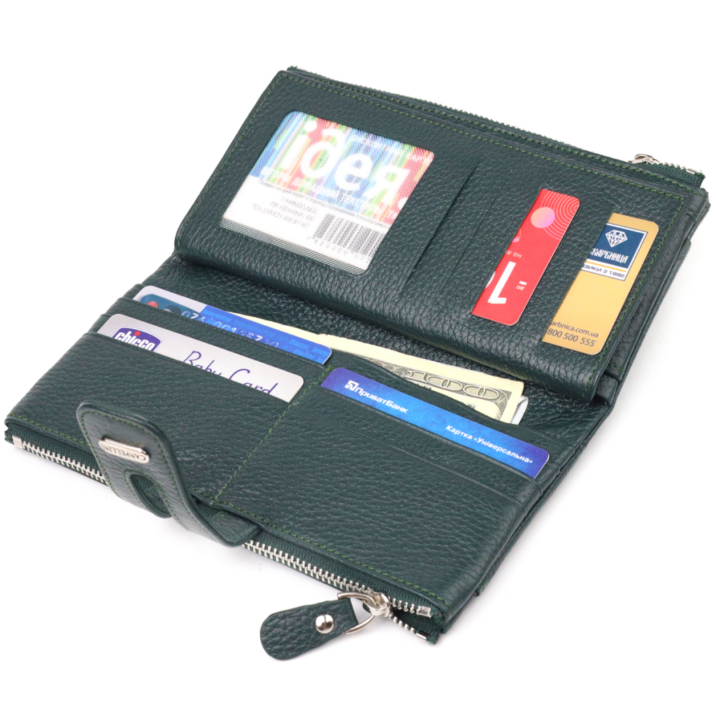 Гаманець Canpellini З натуральної шкіри Зелений (21633) - зображення 7