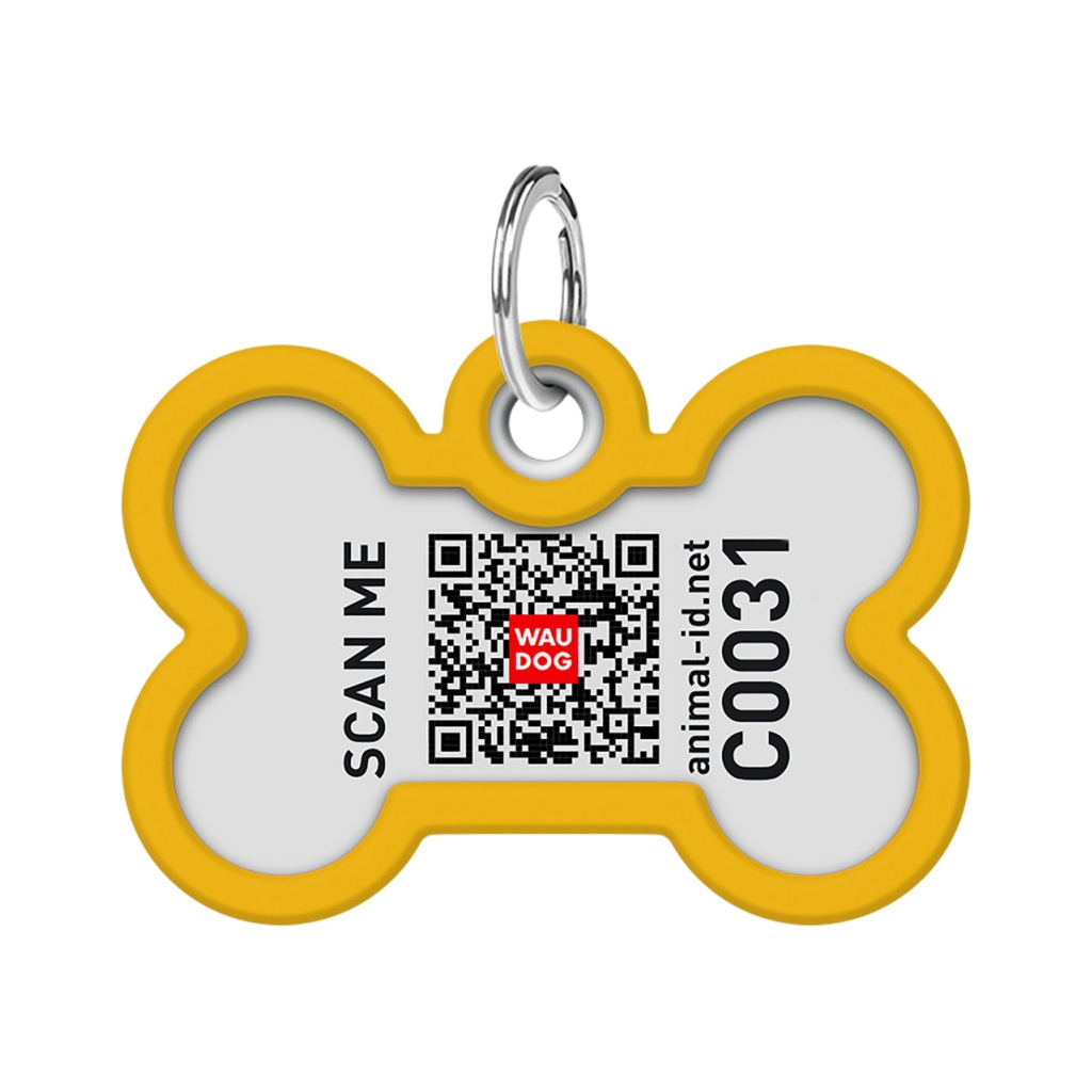 Адресник для тварин WAUDOG Smart ID з QR паспортом "Градієнт помаранчевий", кістка 40х28 мм (231-4035) - зображення 3