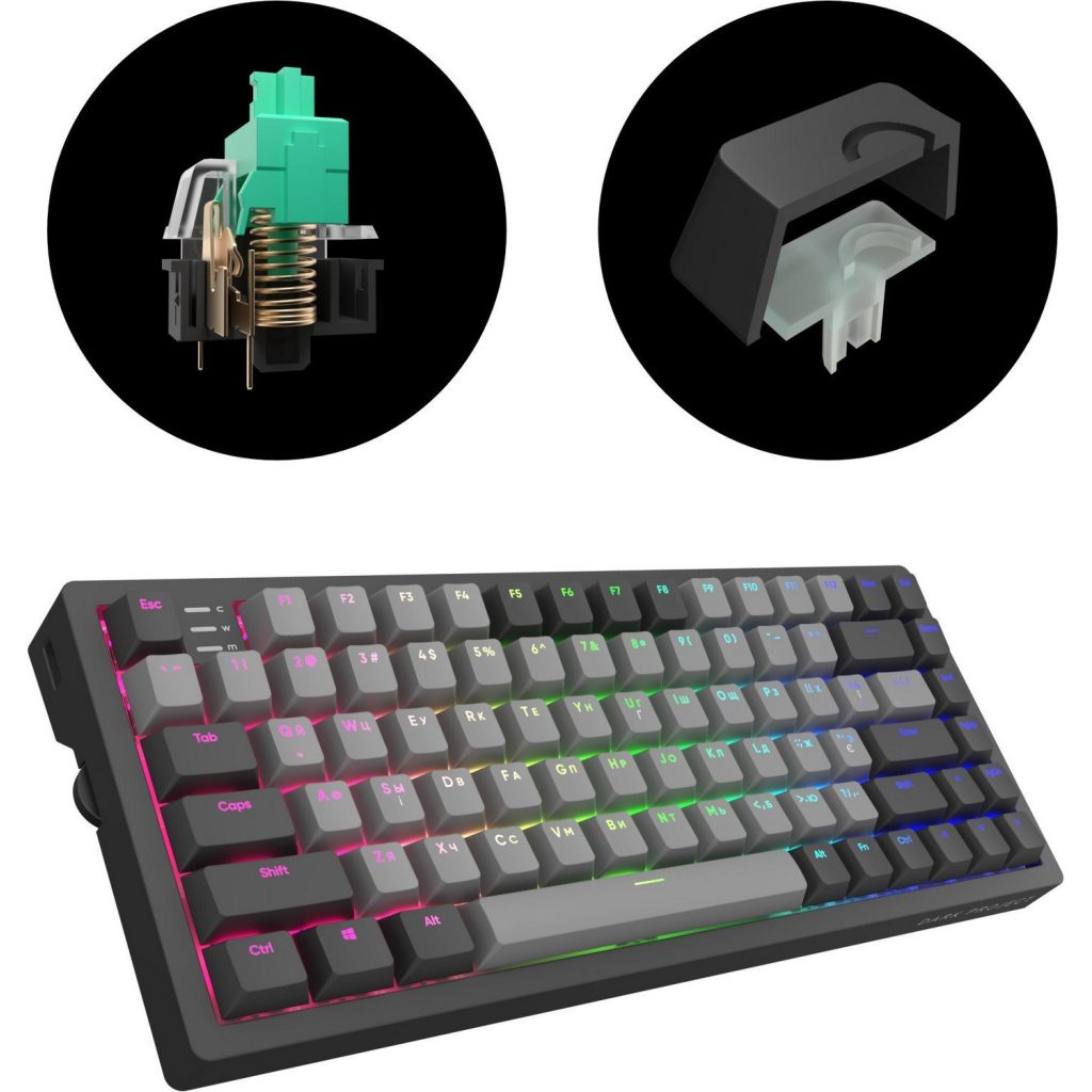 Клавіатура Dark Project KD83A PBT Mechanical Gateron Cap Teal USB Black/Gray (KB-GCT-871-100004) - зображення 6