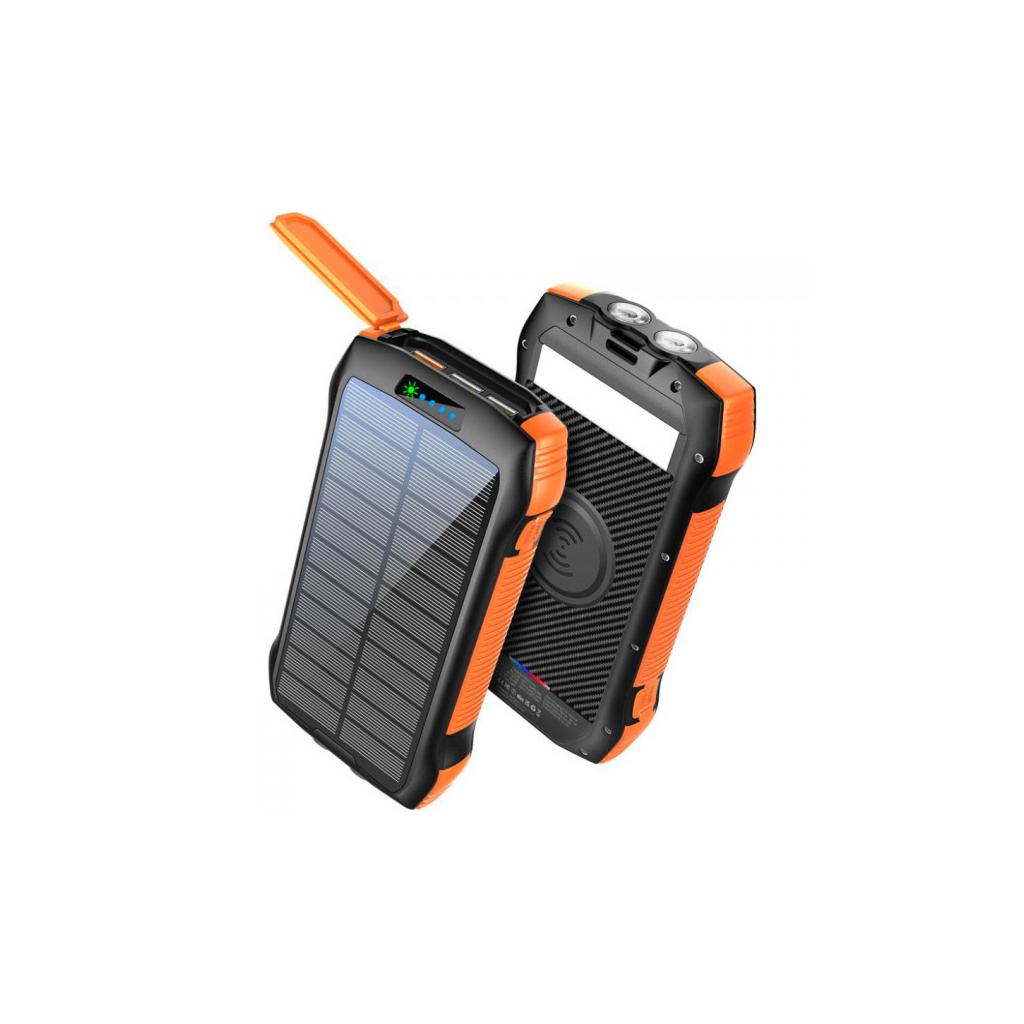 Батарея універсальна Choetech Wireless 20000mAh 20W, PD, QC/3.0, solar panel, Qi-5W, Black-Orange (B657-OR) - зображення 2