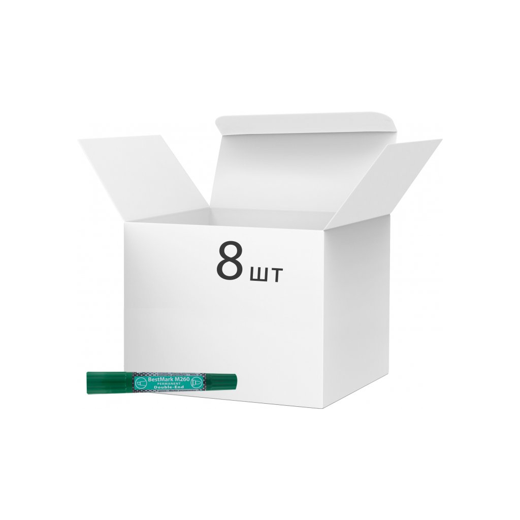 Маркер Stanger водостійкий, двосторонній, 1-4 мм и 1 мм, зелений 8 шт (MARKER-PER-STM260G-8) - зображення 1