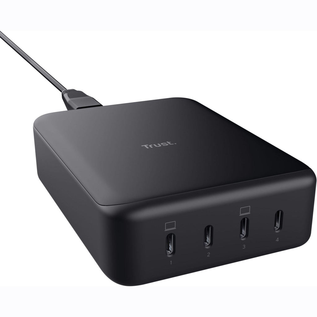 Зарядний пристрій Trust Maxo 4xUSB-C PD240W GaN Black (25413_TRUST) - зображення 1