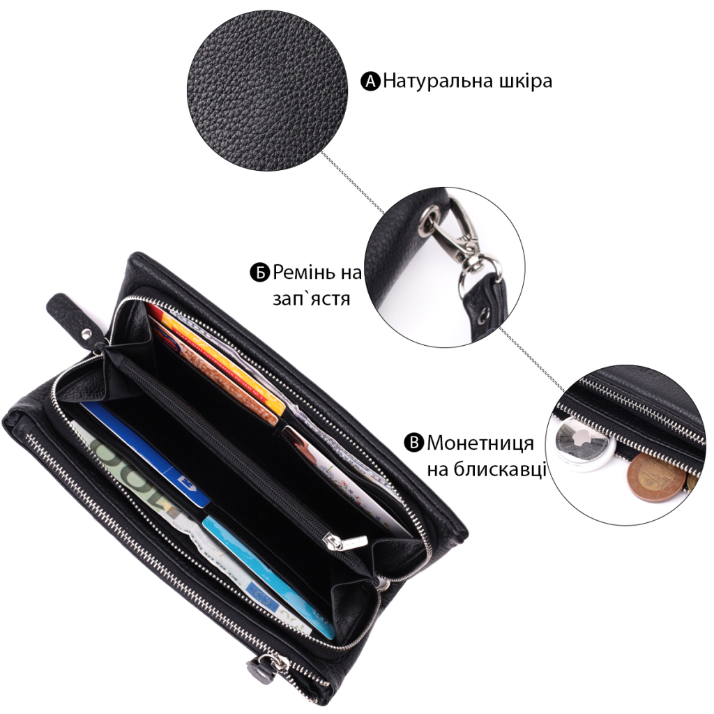 Гаманець ST Leather З натуральної шкіри Чорний (22527) - зображення 4