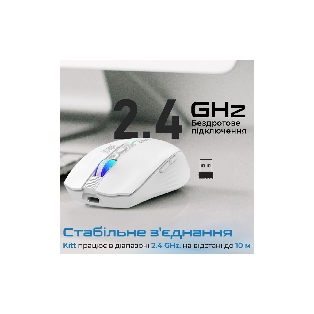 Мишка Promate Kitt Wireless White (kitt.white) - зображення 6