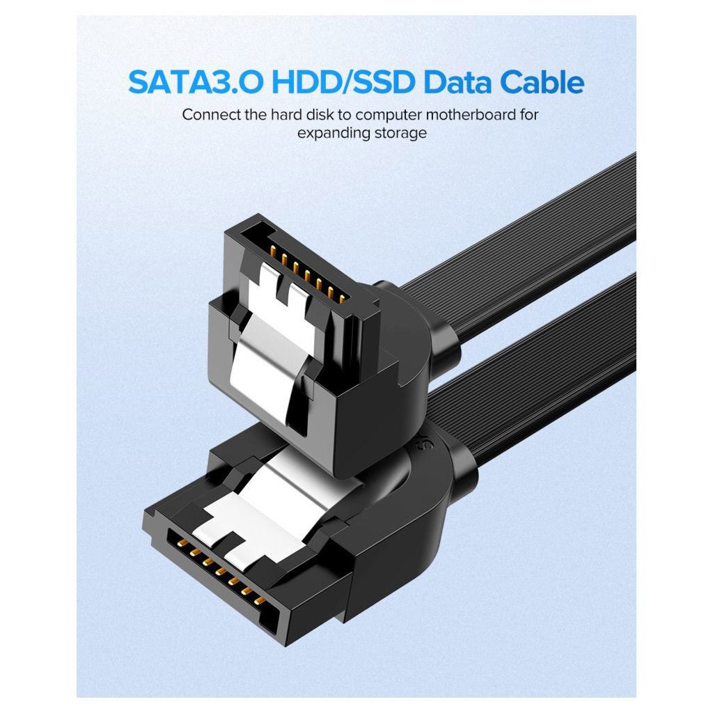 Кабель для передачі даних SATA 3 Data Cable 0.5m 90° corner US217 Black Ugreen (30797) - зображення 2